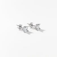 Lab Grown Princess Cut Diamond Stud Earrings in 14K White Gold ( 1.00