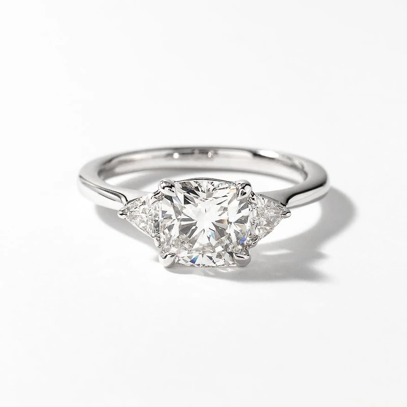 Lab Grown Cushion Cut Diamond Engagement Ring in 14K White Gold (1.83