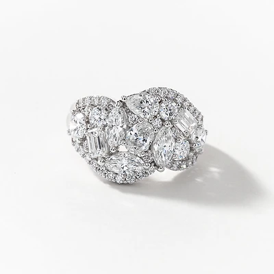Lab Grown Diamond Cluster Ring 14K White Gold (3.00 ct tw)