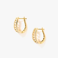 Twist Diamond J-Hoop Earrings in 10K Yellow Gold (0.50ct tw)
