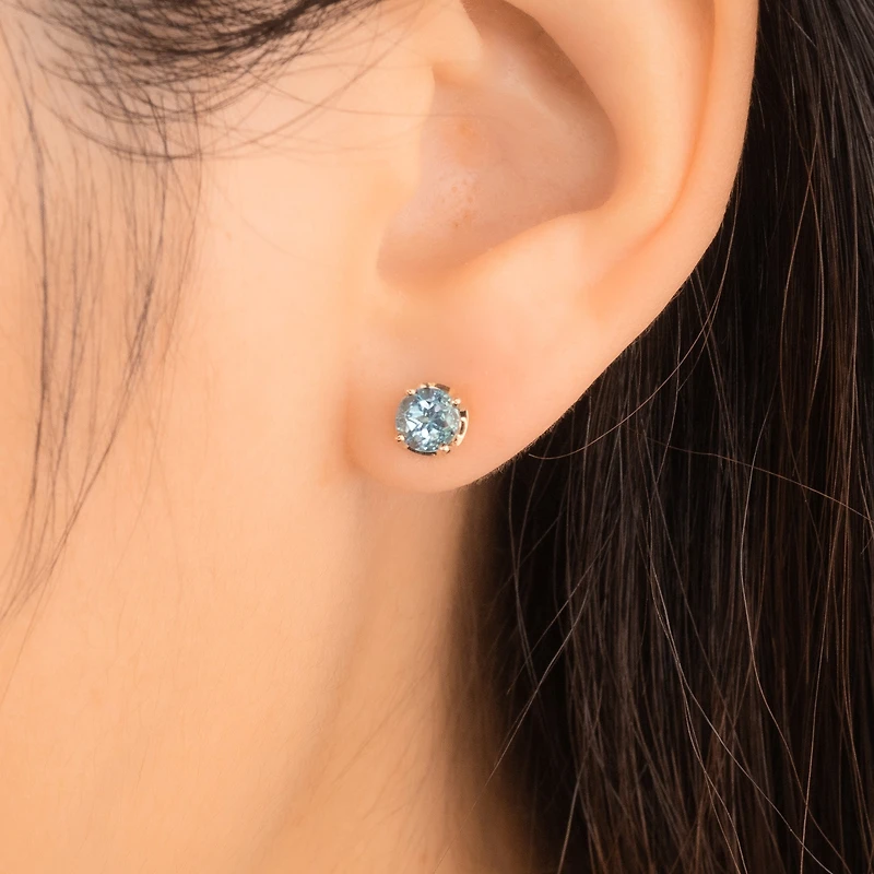 Blue Topaz Stud Earrings in 10K Yellow Gold