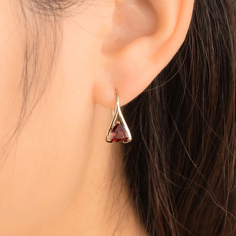 Garnet Earrings in 10K Yellow Gold