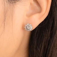 Diamond Cluster Round Stud Earrings in 10K Yellow and White Gold (0.40