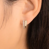 Diamond J Hook Earrings in 10K White and Yellow Gold (0.11 ct tw)