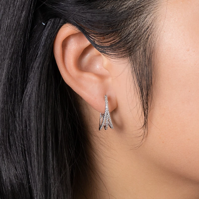 Split Hoop Diamond Earrings in 10K White Gold (0.50 ct tw)