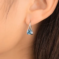 Blue Topaz Earrings in 10K White Gold