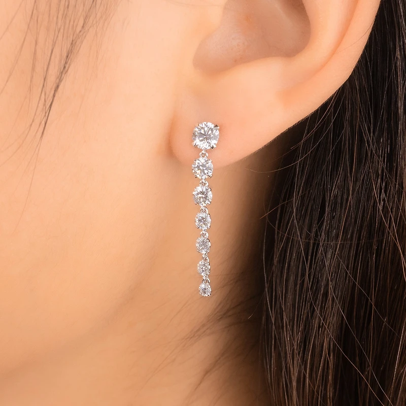 Lab Grown Dangle Diamond Earrings in 14K White Gold (2.00 ct tw)