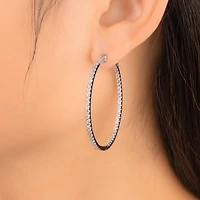 Diamond Cluster Hoop Earrings in 10K White Gold (2.50 ct tw)