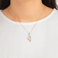 Diamond Cluster Necklace in 10K Yellow and White Gold (0.13 ct tw)