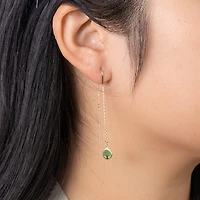 Tree of Life Long Drop Earrings in 10K Yellow Gold