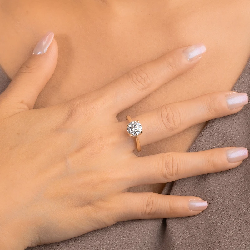 Lab Grown Round Cut Diamond Engagement Ring 14K Yellow Gold (2.48 c