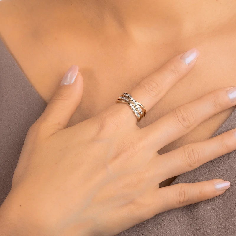 Channel Set Diamond Cluster Ring 10K Yellow and White Gold (0..10 c