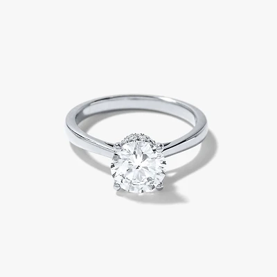 Round Lab-Grown Diamond Engagement Ring with Hidden Halo 14K White
