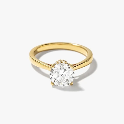 Round Lab-Grown Diamond Engagement Ring with Hidden Halo 14K Yellow