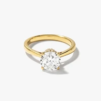 Round Lab-Grown Diamond Engagement Ring with Hidden Halo 14K Yellow