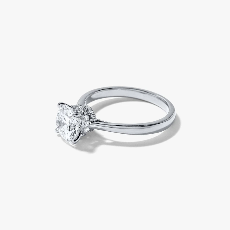 Round Lab-Grown Diamond Engagement Ring with Hidden Halo 14K White