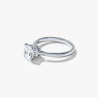 Round Lab-Grown Diamond Engagement Ring with Hidden Halo 14K White