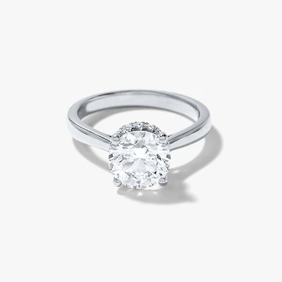 Round Lab-Grown Diamond Engagement Ring with Hidden Halo 14K White