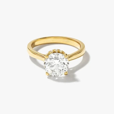 Round Lab-Grown Diamond Engagement Ring with Hidden Halo 14K Yellow