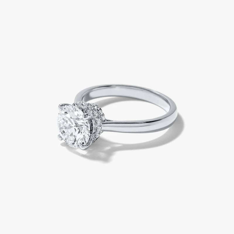Round Lab-Grown Diamond Engagement Ring with Hidden Halo 14K White