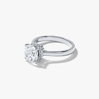 Round Lab-Grown Diamond Engagement Ring with Hidden Halo 14K White
