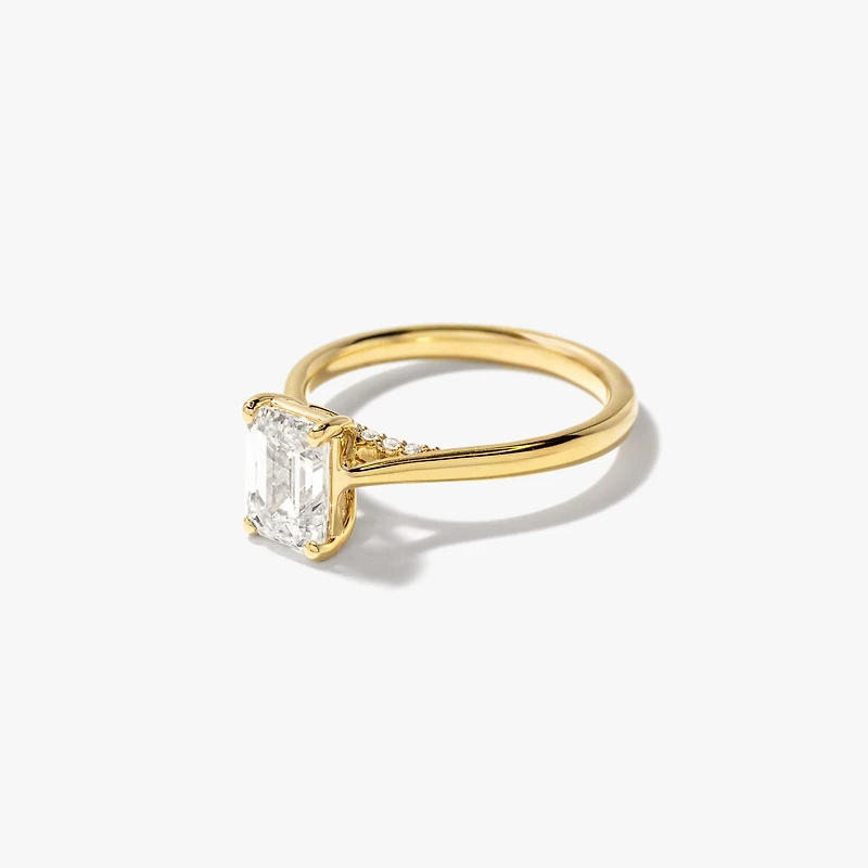 Lab Grown Emerald Cut Diamond Engagement Ring 14K Yellow Gold (1.57