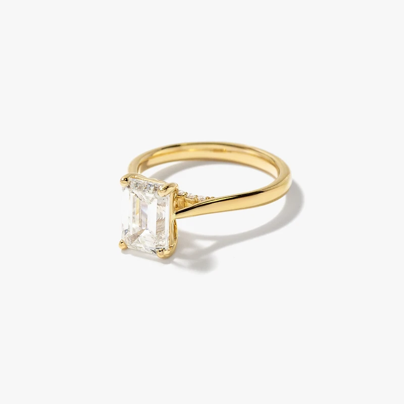 Lab Grown Emerald Cut Diamond Engagement Ring 14K Yellow Gold (2.07