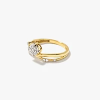 Diamond Cluster Ring in 10K Yellow and White Gold (0.10 ct tw)
