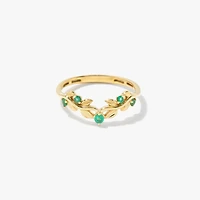 Emerald Leaf Motif Ring 10K Yellow Gold