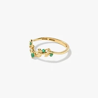 Emerald Leaf Motif Ring 10K Yellow Gold