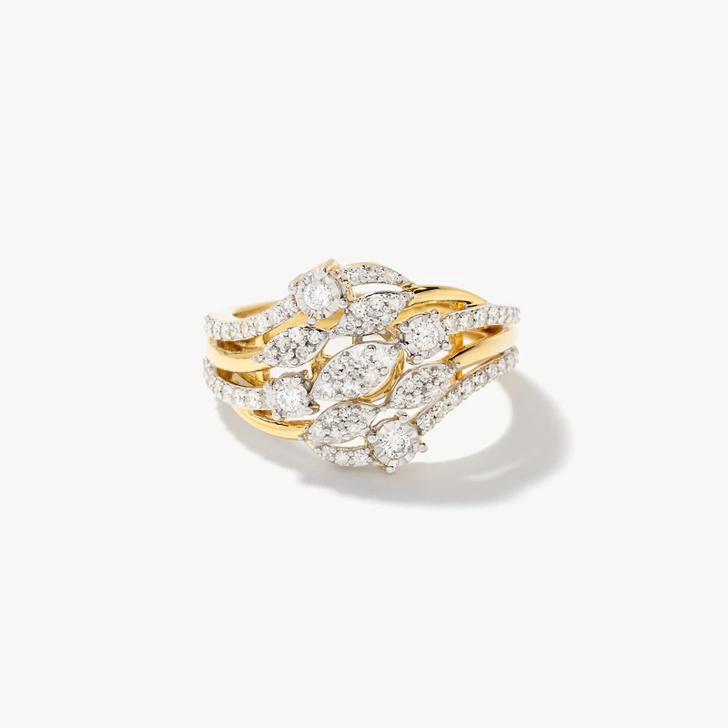Diamond Dinner Ring in 10K Yellow and White Gold (0.53 ct tw)