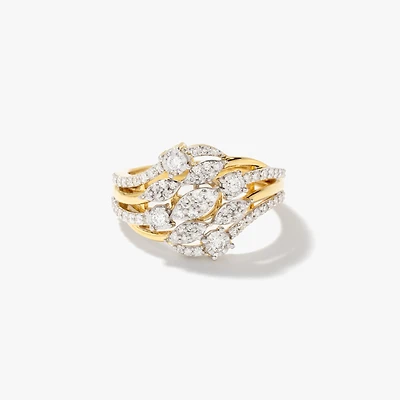 Diamond Dinner Ring in 10K Yellow and White Gold (0.53 ct tw)