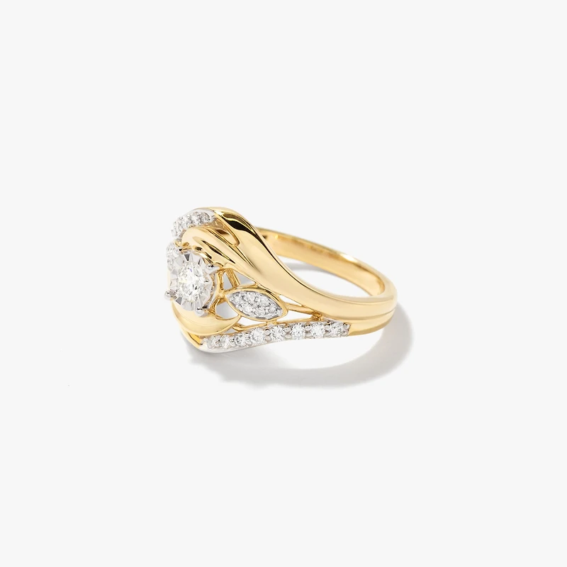 10K Yellow Gold Diamond Cluster Ring (0.37 ct tw)
