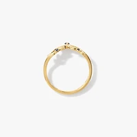 Sapphire Leaf Motif Ring 10K Yellow Gold