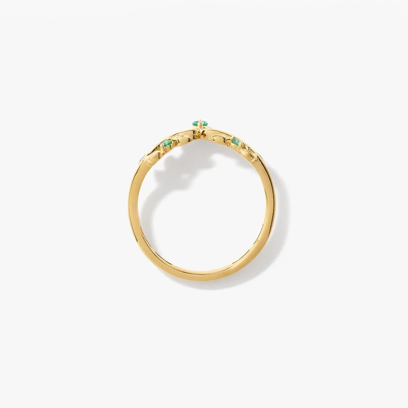 Emerald Leaf Motif Ring 10K Yellow Gold