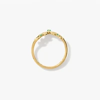 Emerald Leaf Motif Ring 10K Yellow Gold