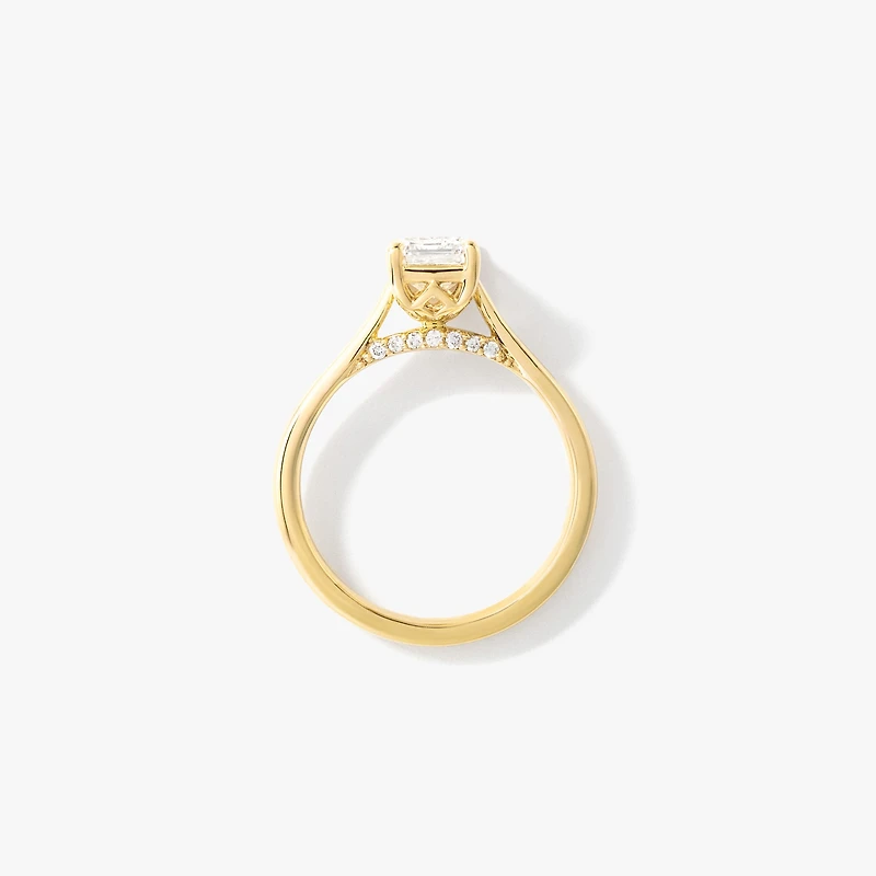 Lab Grown Emerald Cut Diamond Engagement Ring 14K Yellow Gold (1.57