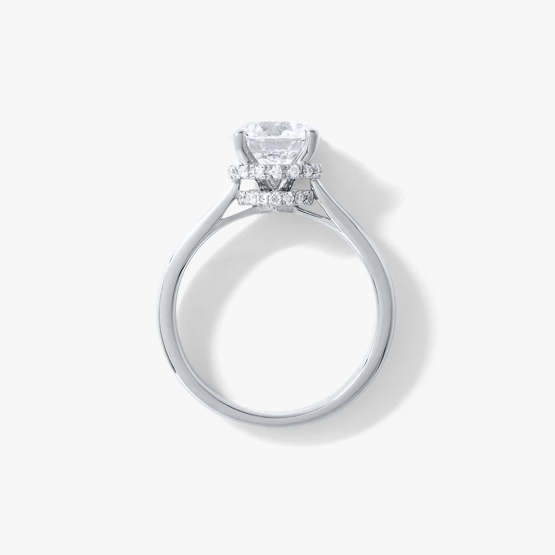 Round Lab-Grown Diamond Engagement Ring with Hidden Halo 14K White
