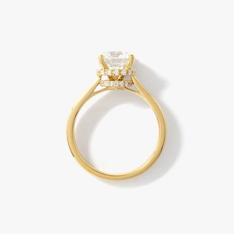Round Lab-Grown Diamond Engagement Ring with Hidden Halo 14K Yellow