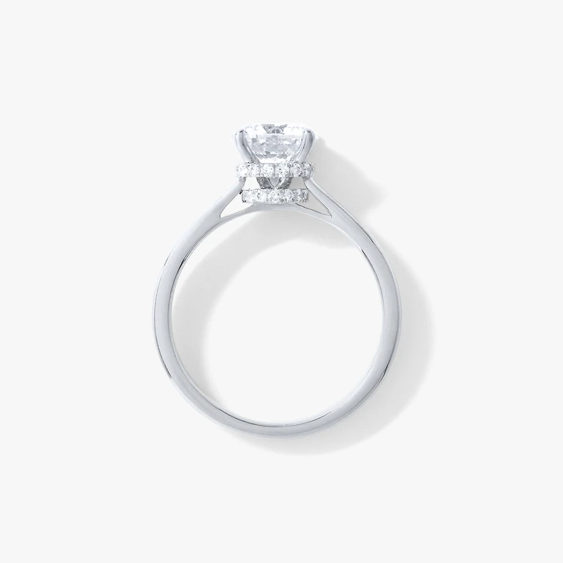 Round Lab-Grown Diamond Engagement Ring with Hidden Halo 14K White