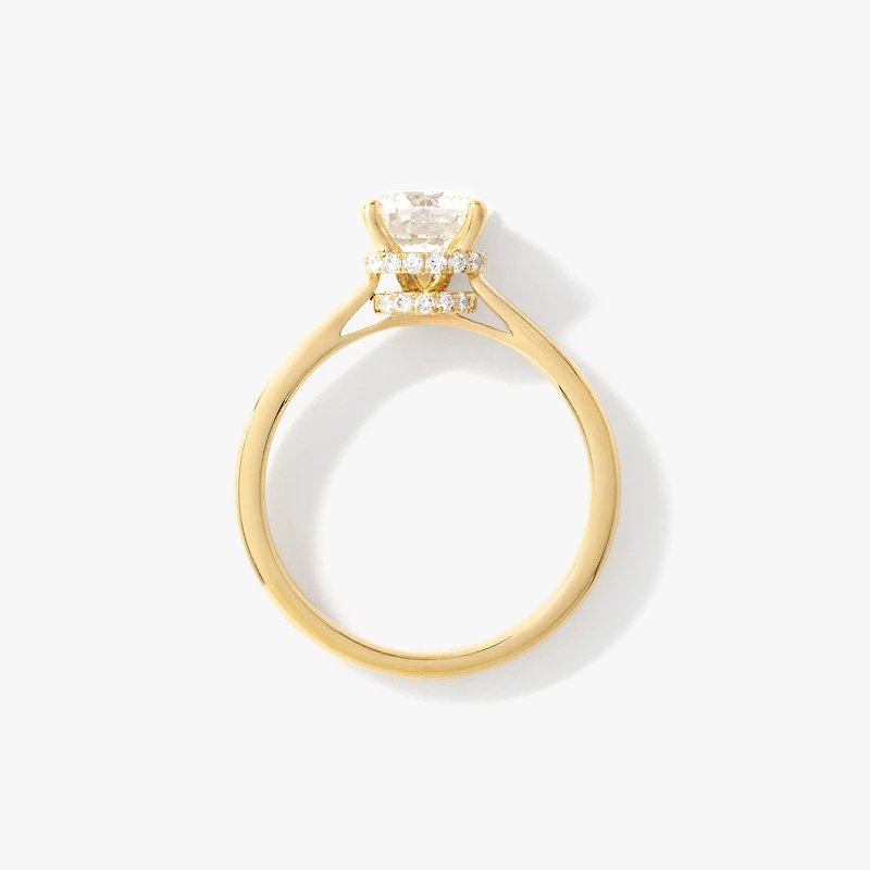 Round Lab-Grown Diamond Engagement Ring with Hidden Halo 14K Yellow