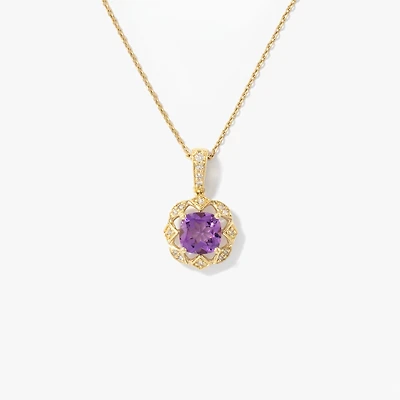 Amethyst Necklace in 10K Yellow Gold
