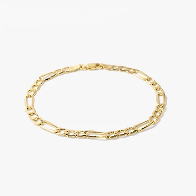 4.8mm Hollow Figaro Bracelet in 10K Yellow Gold - 7"