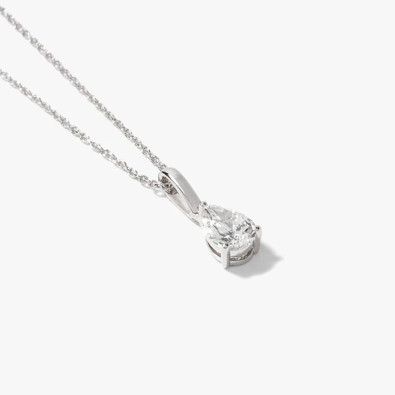Lab Grown Pear Shape Diamond Necklace in 10K White Gold (0.50 ct tw)