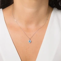 Heart Shaped Blue Topaz Necklace 10K White Gold