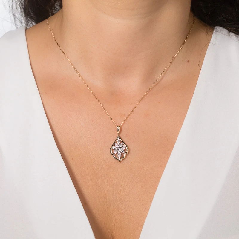 Diamond Cluster Pendant in 10K Yellow and White Gold (0.25 ct tw)