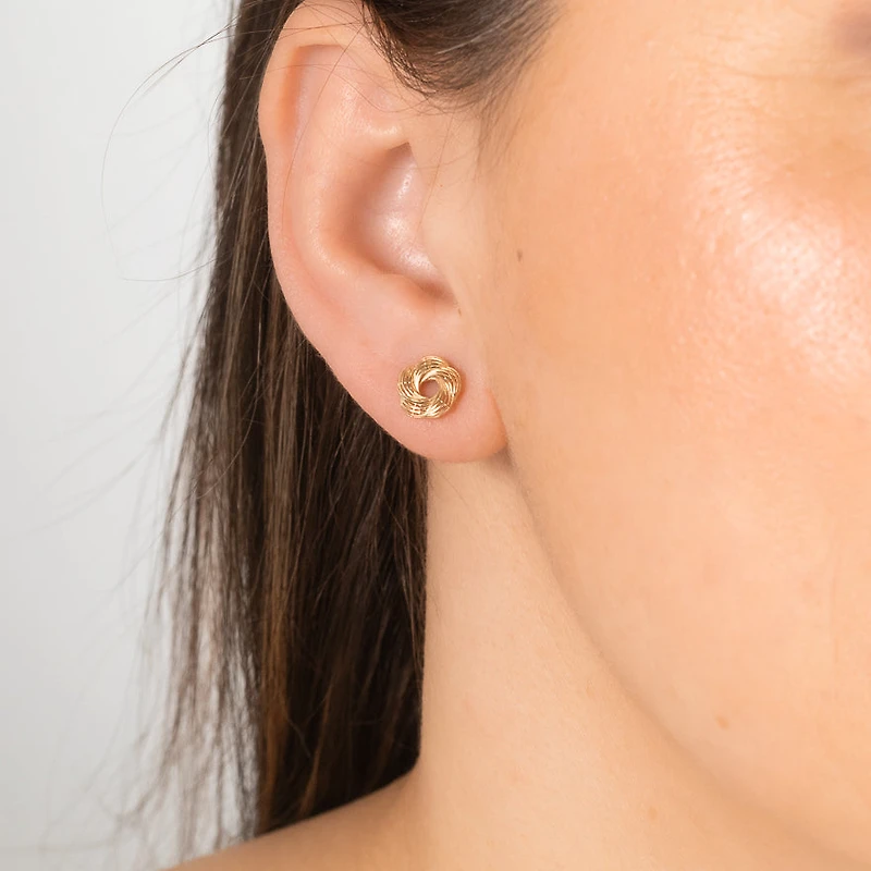 Flower Stud Earrings in 10K Yellow Gold