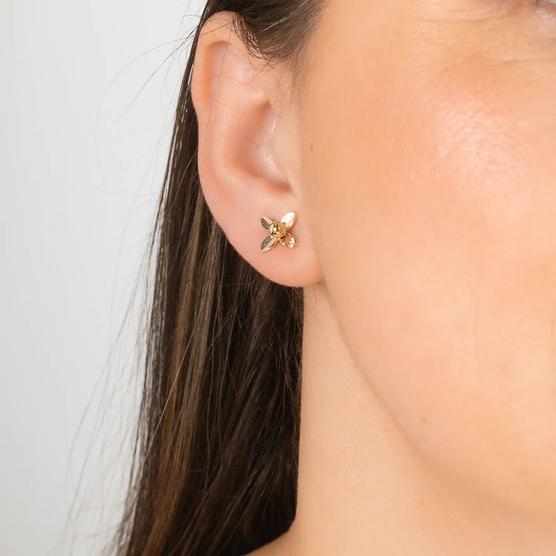 Flower Stud Earrings in 10K Yellow Gold