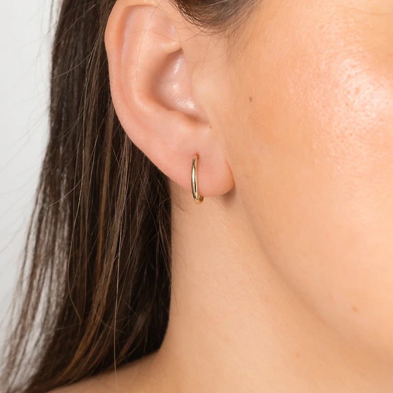 Disc Hoop Earrings in 10K Yellow Gold