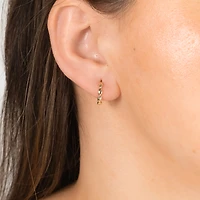 Oval Beaded Huggie in 14K Yellow Gold